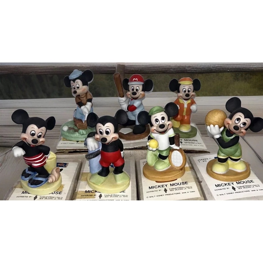 LOT of 7 Minnie MICKEY‎ MOUSE CERAMIC FIGURINE UNITED CHINA & Glass Made Taiwan